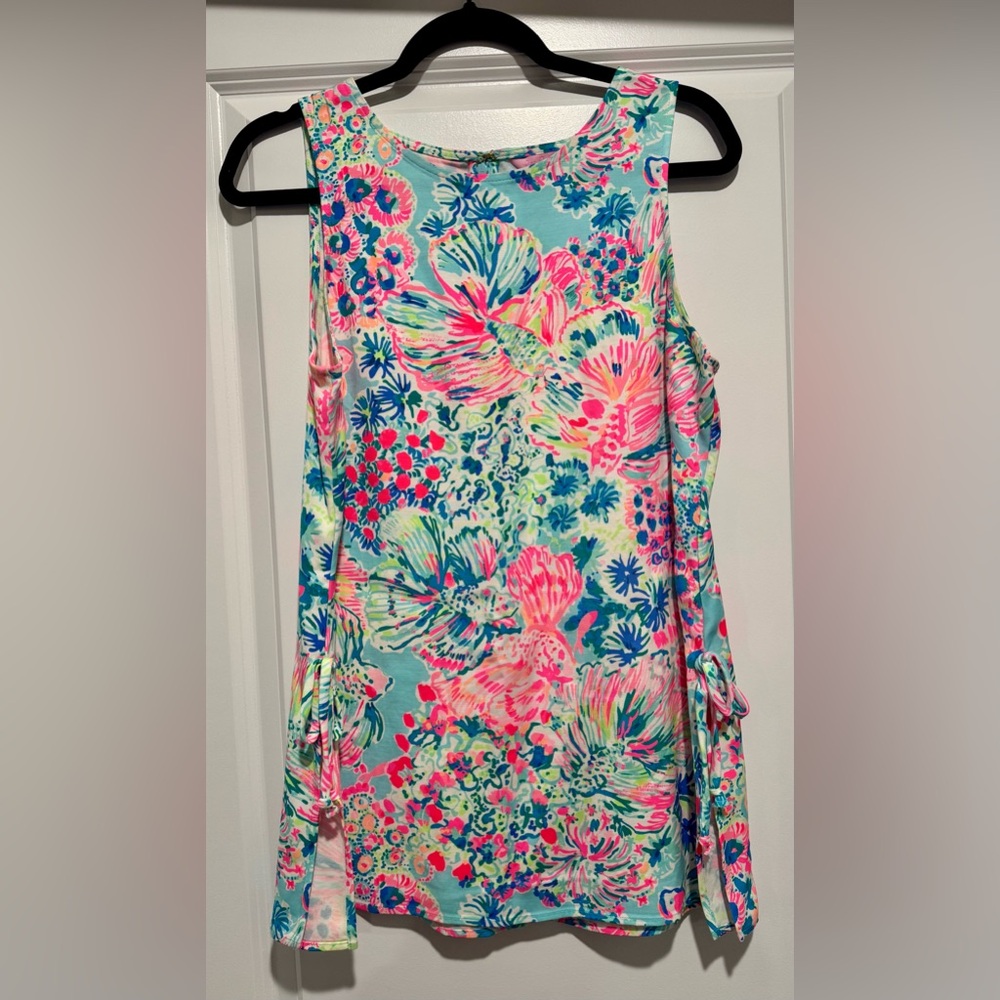 Lilly Pulitzer Serene Blue Gypsea Koi Tunic EUC - Picture 2 of 7